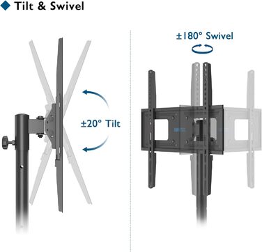 Підставка для телевізора BONTEC: поворотна, нахилена, регульована по висоті, для LCD, LED, OLED, Plasma, Curved телевізорів 32-60 дюймів, до 45 кг, VESA 400x400 мм