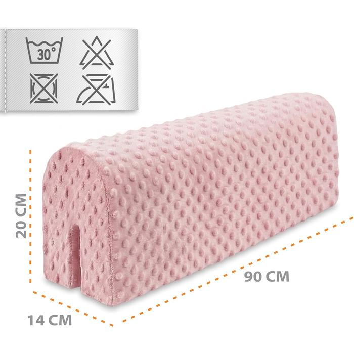 Захист для ліжечка дитячого 90 см: бортик на ліжко, захист рами, анти-ударний Minky (Рожевий)