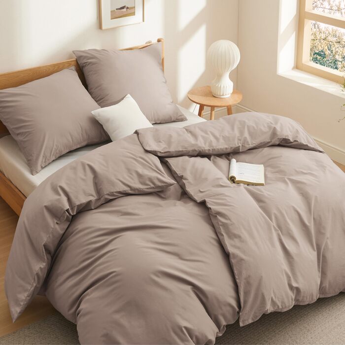 BEDSURE Комплект постільної білизни 135x200, бавовна, 4 частини - комплект постільної білизни, 2 наволочки 80x80 см, Oeko-Tex, Salbei (Хакі)
