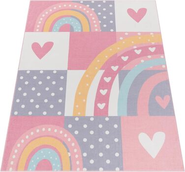 Килимок дитячий Paco Home нековзний, Crown Hearts Dots, 80x150 см, різнокольоровий