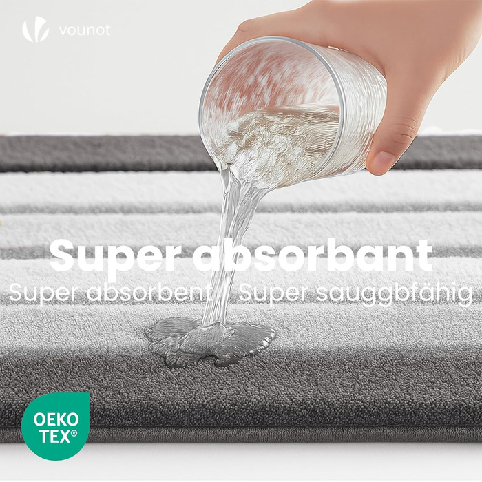 Набір килимків для ванної кімнати VOUNOT 2 шт. 60x90 см, рушмат, мікрофібра, швидковисихаючий, машинне прання, з градієнтом кольору сірого