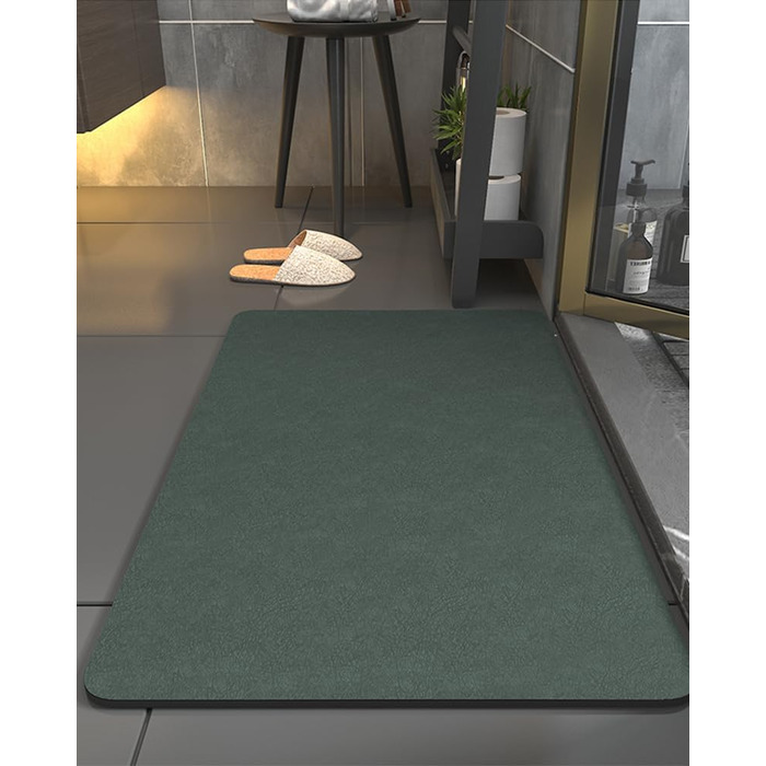 Килимок для ванної нековзний килимок для ванної гумовий швидковисихаючий супер всмоктуючий тонкий килимок для ванної підходить під двері-килимок для ванної можна прати-Килимок для душу перед ванною, душем, раковиною (темно-зелений, 40 х 60 см)