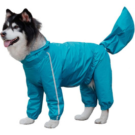 Макінтош для тварин, для великих собак, водонепроникний, з капюшоном, дощовик (10 XL, синій)