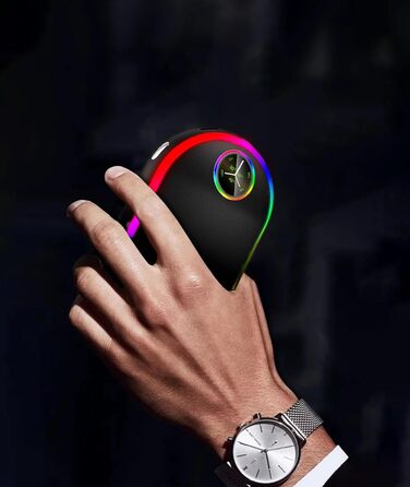 Електричний підігрівач для рук 10000mAh з підсвічуванням (7 кольорів), перезаряджуваний, портативний, чорний - ідеальний зимовий подарунок для чоловіків та жінок