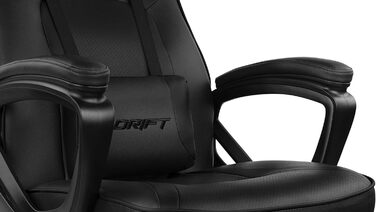 Крісло DRIFT GAMING DR50 -DR50B - Ігрове крісло, професійне, регульоване по висоті, сидіння-гойдалка, м'які підлокітники, зі штучної шкіри, чорний, 67 x 122-131 x 67 см Чорне ігрове крісло