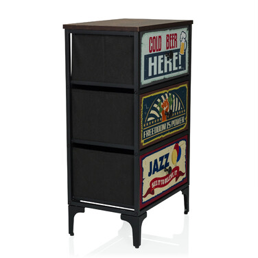 Комод AMERIKO S 45x30x77см 3 шухляди різнокольорові hjh LIVING