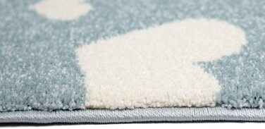 Килим-мрія Дитячий килим килим для дитячої кімнати Веселка з хмарами і сердечками синього кольору розмір 80x150 см (140x200 см)