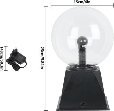 Плазмова куля 15 см Чарівна куля Сфера Світиться на дотик і чутлива до звуку Плазмова куля Світло Електростатична блискавка Куля it Light Освітня іграшка Фізика (червоне світло)