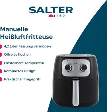 Фритюрниця Salter 4.2 л ручна, без масла, EK6364VDE – мультикухня для приготування м'яса та риби