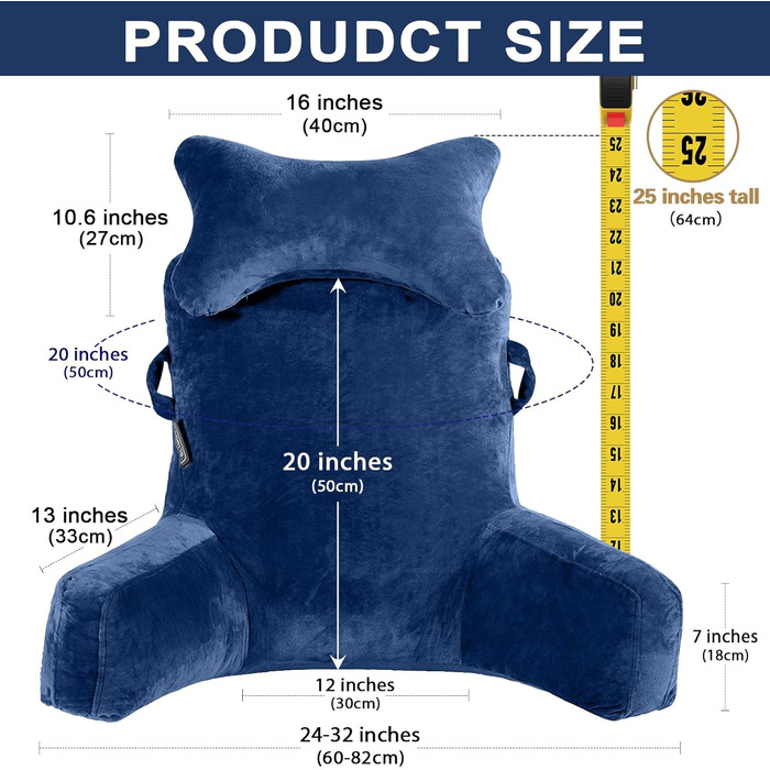 Підголовник для читання Lesekissen з регульованою підтримкою шиї та спини - сірий (Blue2)