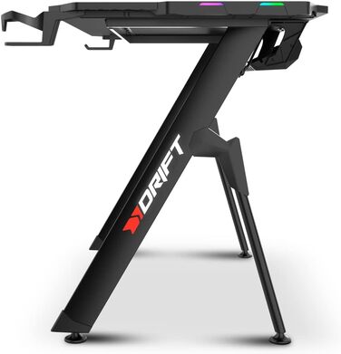 Ігровий стіл DRIFT GAMING з карбоновою поверхнею, RGB підсвічуванням, підстаканниками та тримачем для навушників, чорний (DRDZ150RGB)