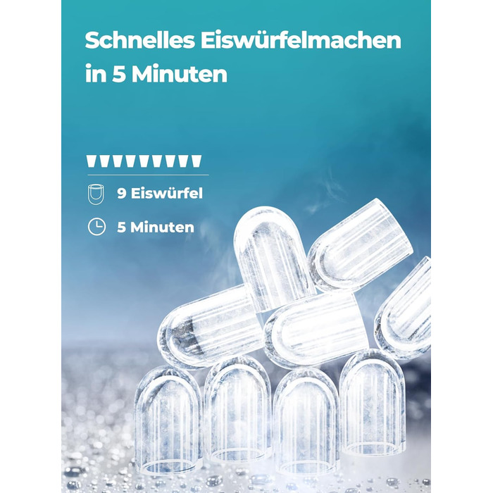 Льодогенератор Fohere портативний самоочисний, 14 кг/24 год, 2 розміри льоду, компактний, чорний - для дому, бару, офісу, кемпінгу