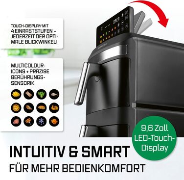 Фритюрниця повітряна GOURMETmaxx з двома камерами | 12 літрів | Airfryer з сенсорним дисплеєм