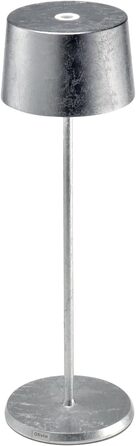 Zafferano Olivia Pro - портативна LED-лампа з торшером, сенсорне керування, регулювання яскравості, 2700-3000K, для дому та саду (сріблясте листя)