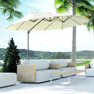 Outsunny Double Parasol Cantilever Parasol Double Parasol з регульованим садовим парасолькою Sunshade Metal Cream White 440 x 270 x 250 см | Аосом