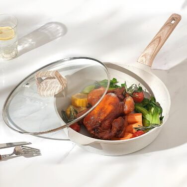 Набір каструль та сковорідок VEVOR з індукційним покриттям (17 предметів) з кришками, антипригарне покриття, для кухні, кемпінгу, приготування соусів та варіння (білий)