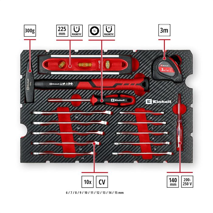 Einhell E-CASE 80: Набір інструментів в кейсі (80 предметів) для дому, майстерні та транспортування
