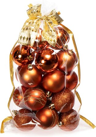 Різдвяні кулі com-four 40x, що не б'ються пластикові ялинкові кулі для Різдва, ялинкові прикраси для ялинки з підвіскою Ø 6 см (мідь, 20 шт.)
