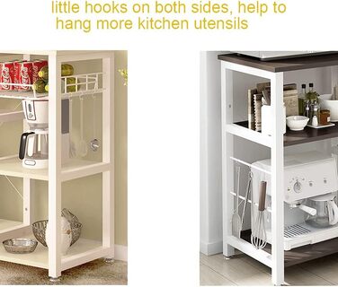 Стелаж для кухні Soges: міцна підставка для мікрохвильової печі з 3 полицями, чорний (білий клен)