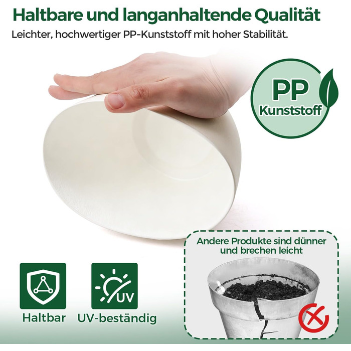 Автоматичний горщик для квітів з індикатором рівня води, 2 шт. - ідеальний вибір для зайнятих людей та початківців, підходить для монстери та розмарину, для дому та саду (білий, 17,5 см)