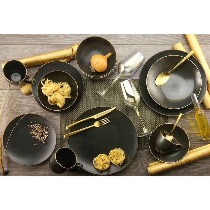Серія RUSTY, Набір посуду, комбінований сервіз з 16 предметів, Фарфор, коричневі тони, 22407