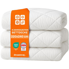 Комплект ковдр DREAMWAY 155x220 4 сезони (2 шт.): ковдра 155x220 300gsm + літня ковдра 155x220 150gsm, біла
