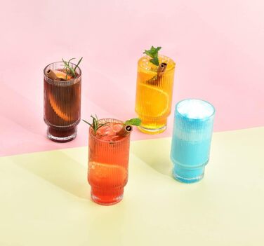 Набір з 4 келихів для коктейлів ALINK, пивний келих, баночний келих для напоїв, склянки для кави з льодом з соломкою, 2 чистячі щітки, стакан для пиття в