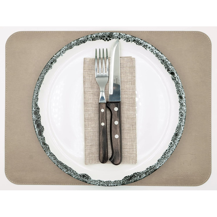 Набір скатертин BEEFSTONE® 6 шт. з PU шкіри, чорно-бежевий, 40x30 см | Водостійкі, легко миються | Скатертини, підставки під посуд