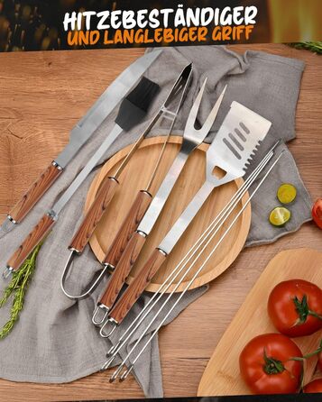 Набір гриль-посуду, 12 предметів, нержавіюча сталь, з кейсом, довговічні інструменти для гриля, кемпінгу, професійний набір для чоловіків та жінок