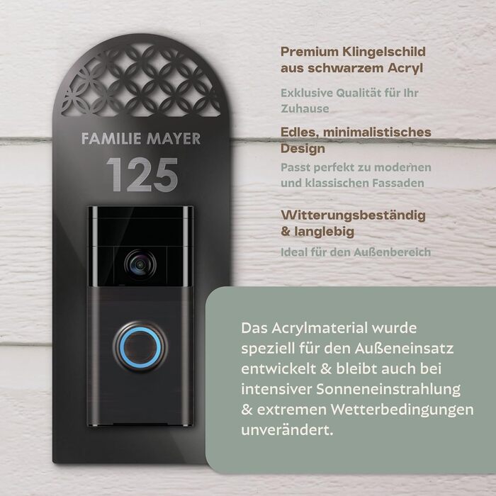 Клінцель для Ring Doorbell 2, 3, 3+: Персоналізоване табличко з акрилу для дверей, поштова скринька, гравіювання