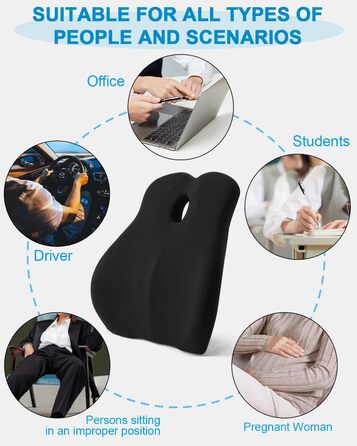 Подушка для спини FAOKZE з Memory Foam, ергономічна подушка для офісного крісла та дивана, антистатична та приємна до шкіри, для зручної посадки