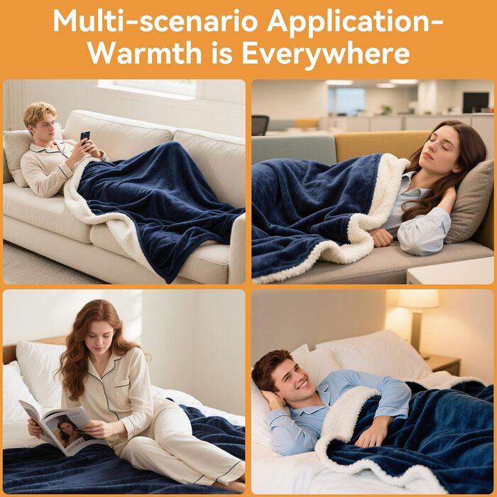 Електрична гріюча ковдра з автовимкненням 160x130 см, 9 режимів нагріву, таймер, LED-дисплей, пральна, для софи, ліжка, офісу, подарунок