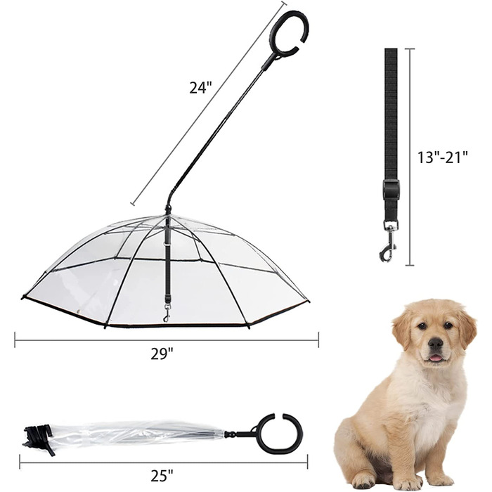 Парасолька для домашніх тварин NAMSAN з мотузкою, парасолька для собак з регульованою ручкою, парасолька для прогулянок під дощем і снігом, підходить для маленьких і середніх собак