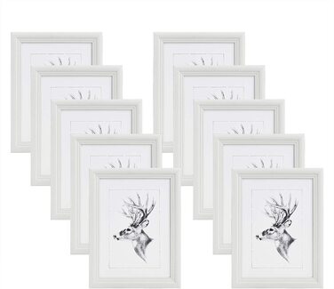 Набір рамок для фотографій WOLTU 10, скляна панель в дерев'яній рамці в стилі cm Artos, (Біла, 20x25)