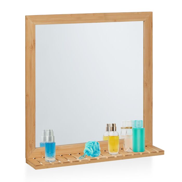 Дзеркало для стіни Relaxdays з бамбуковою полицею