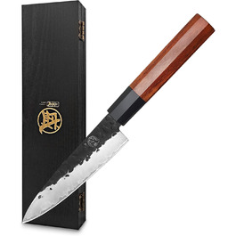 Японський ніж Mitsumoto Sakari для кухні, 14 см, з високоякісної сталі, ручка з рожевого дерева, подарункова коробка