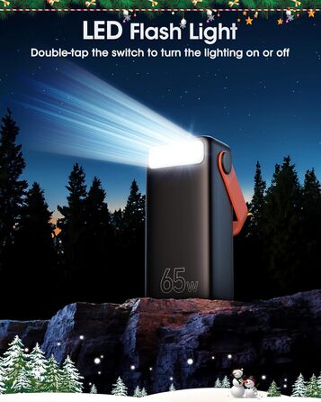 Power Bank 60000mAh 65W з 3 виходами USB-C: портативний зарядний акумулятор для ноутбука, смартфона, планшета (чорний)