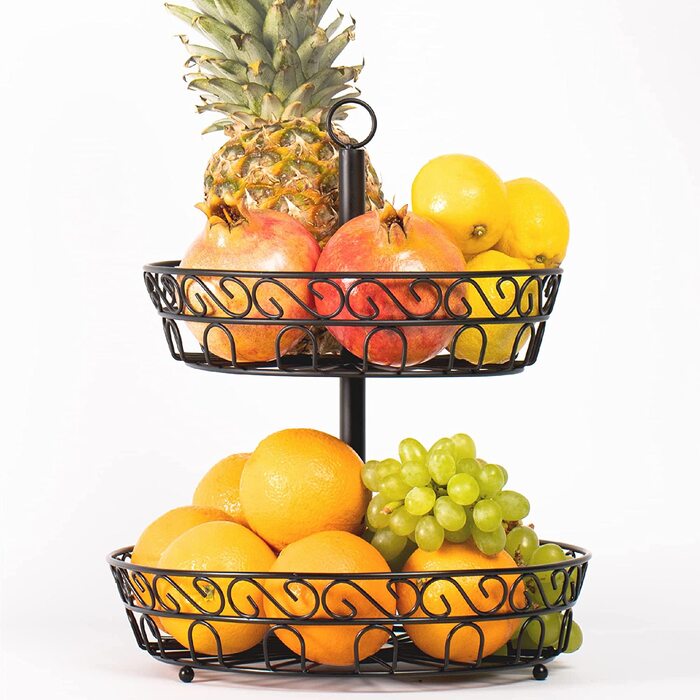 Двох'ярусний стіл для фруктів Chefarone 30 см-ваза для фруктів для більшого простору на стільниці-Двох'ярусний стіл з вазою для фруктів-декоративний стіл для фруктів