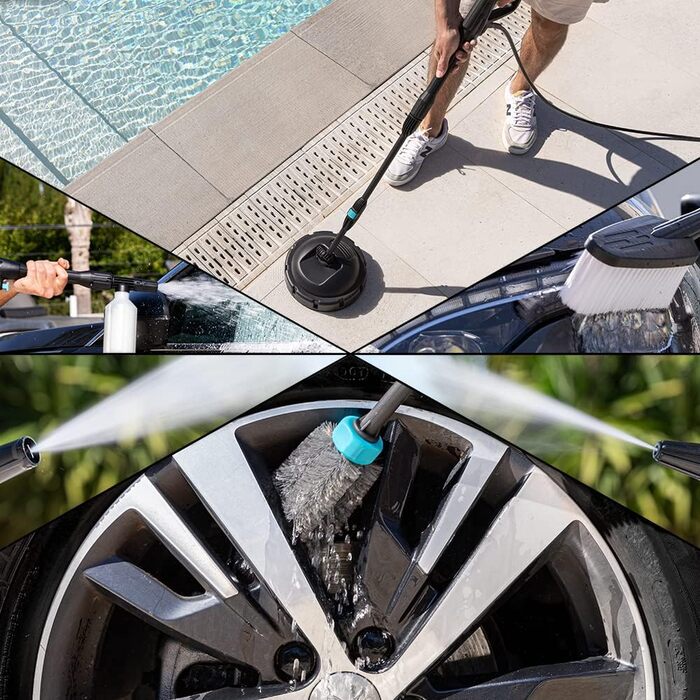 Мийка високого тиску Cecotec HydroBoost 1400 Essential: 105 bar, 426 л/год, 9 м радіус дії, 1600 Вт, алюмінієвий насос, 2 насадки + аксесуари для миття підлоги, Multicolor