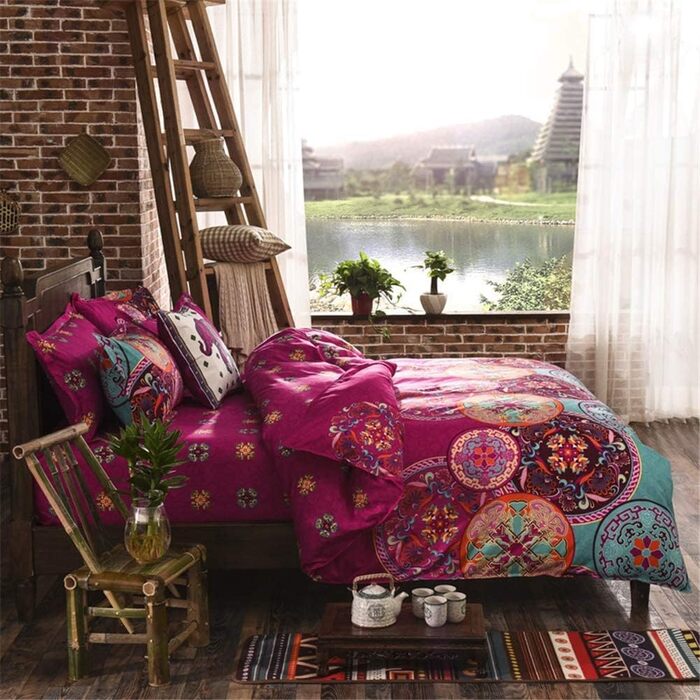 Комплект постільної білизни Koudi Boho 135x200, 4 шт. и, вінтажний візерунок мандала, мікрофібра, в т.ч. 2 подушки 80x80 см