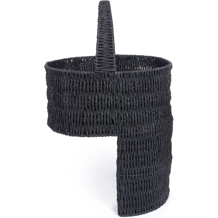 Паперовий мотузковий кошик для сходів з ручкою, чорний чорний папір
