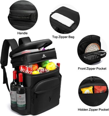 Рюкзак-холодильник Laripwit 54 літри: ізольований, тактичний, для пікніків, подорожей, кемпінгу, пляжу (33л) - чорний