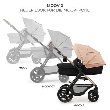 Дитяча коляска Kinderkraft MOOV 2 3 в 1 з автокріслом I-SIZE, чорна (CLASSIC, Beige)