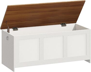 HOOBRO Лавка з ящиком для іграшок, 100 см, білий + натуральне дерево, з безпечним шарніром, для передпокою