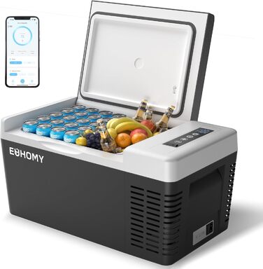EUHOMY Компресорний холодильник -20℃~20℃, 12V/24V/220-240V, 18L, з APP-керуванням для кемпінгу, подорожей, авто та дому