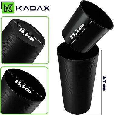 Набір горщиків KADAX (3 шт) з дерев'яною стружкою, чорний, 19.25/30 см