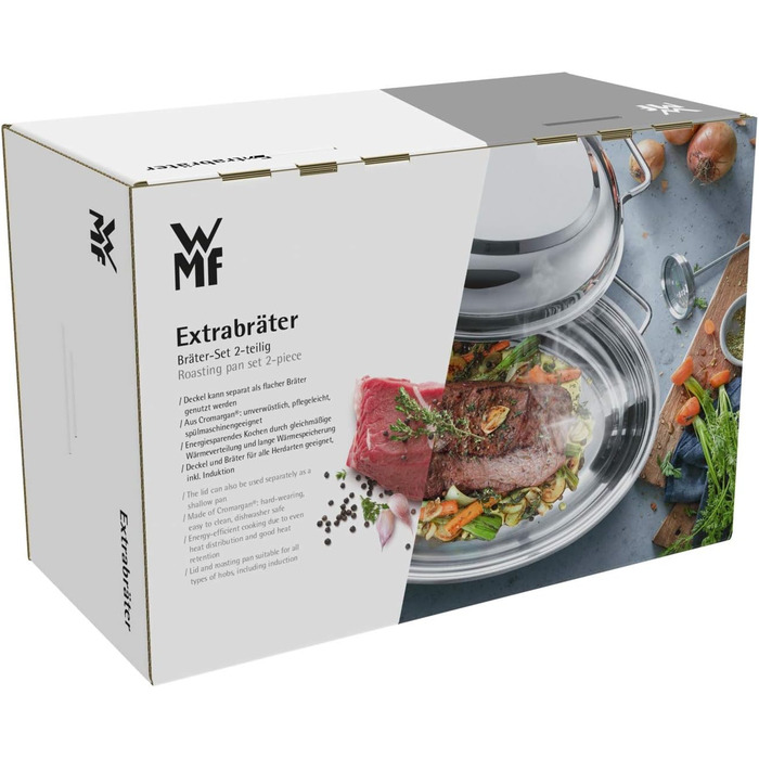 Братер WMF з кришкою, 8,5л, для індукції, Cromargan нержавіюча сталь, з термометром, 41x28,5x18см