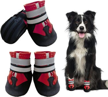 Черевички для собак NeuWee світловідбиваючі XL червоно-чорні