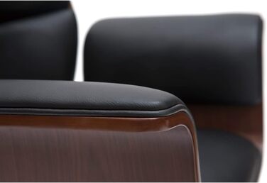 Офісний крісло Miliboo Design, чорний колір, з елементами темного дерева, модель Elon