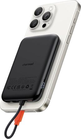 З кабелем, LED-дисплеєм, сумісний з iPhone (чорний), 20W PD 5000mAh